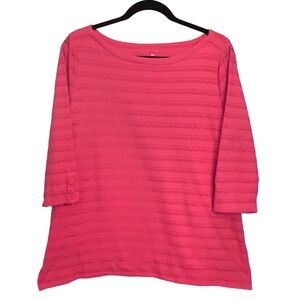 Talbots Azalea Jacquard 3/4 Sleeve Bateau Neck Tee with Button Sleeves Size 0X